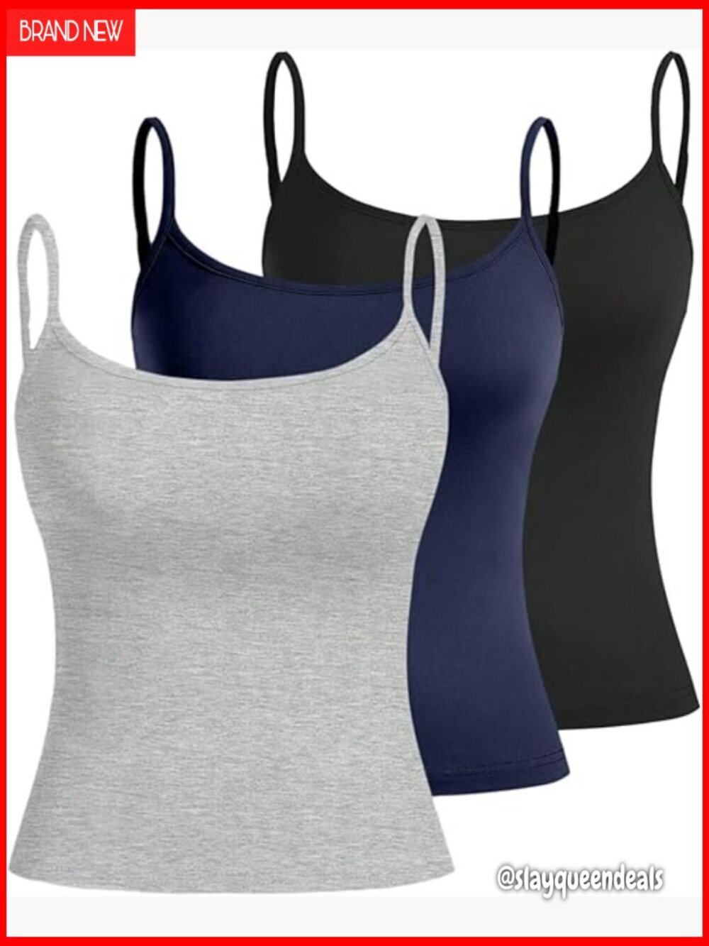Sleeveless Crop Camisole 3-Pack Spaghetti Strap Tank Tops Slim Fit